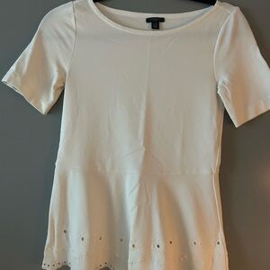 Ann Taylor Cream Short Sleeve Blouse